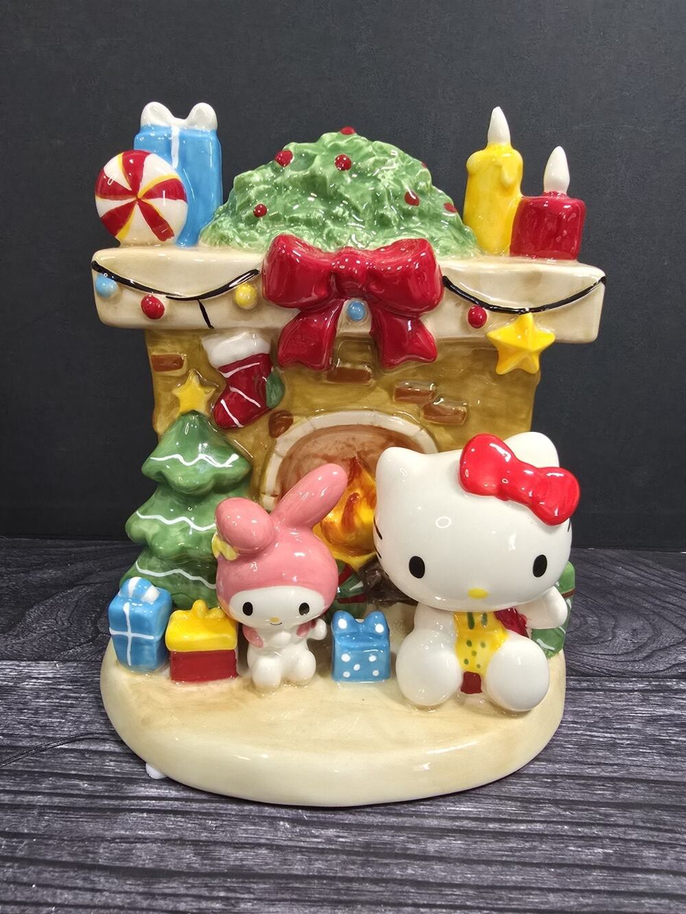 Blue Sky Clayworks Hello Kitty My Melody Christmas Fireplace Figurine NEW 2024